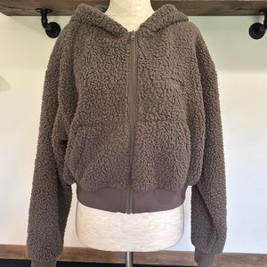 Skims Teddy Full Zip Up Crop Jacket Womens Sherpa Lounge Amethyst